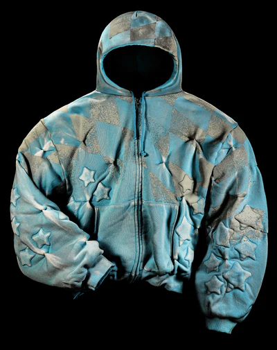 ELECTRIC BLUE STARFRUIT PADDED ZIP UP HOODIE