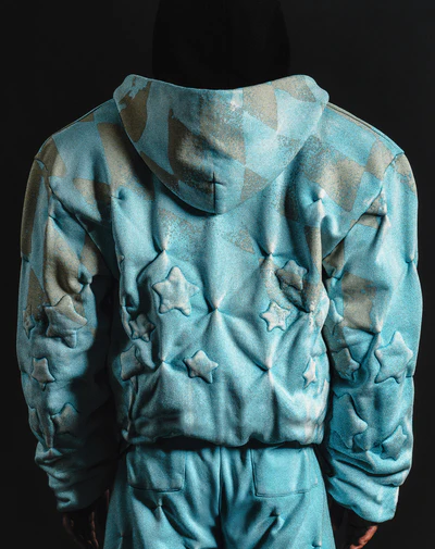 ELECTRIC BLUE STARFRUIT PADDED ZIP UP HOODIE
