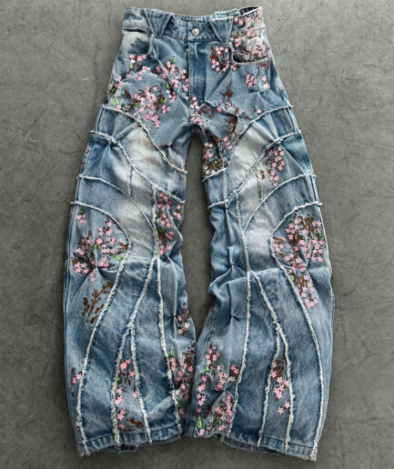 CHERRY BLOSSOM DENIM PANTS